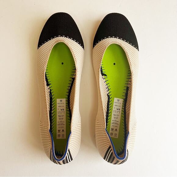 Rothy's The Square Toe Flat in Tuxedo - Picture 6 of 7